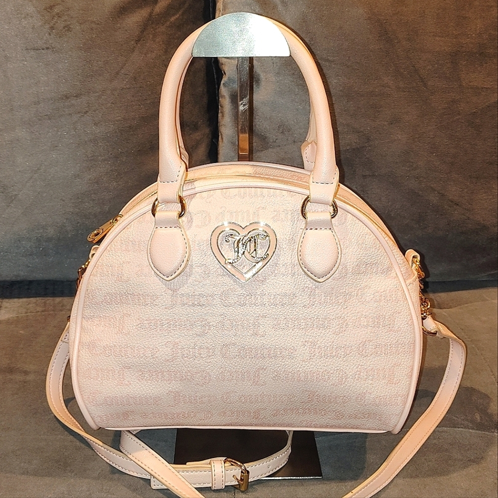JUICY COUTURE GOTHIC DOTS POWDER "FLAWLESS DOME" TWO-WAY SATCHEL W/ HEART LOGO